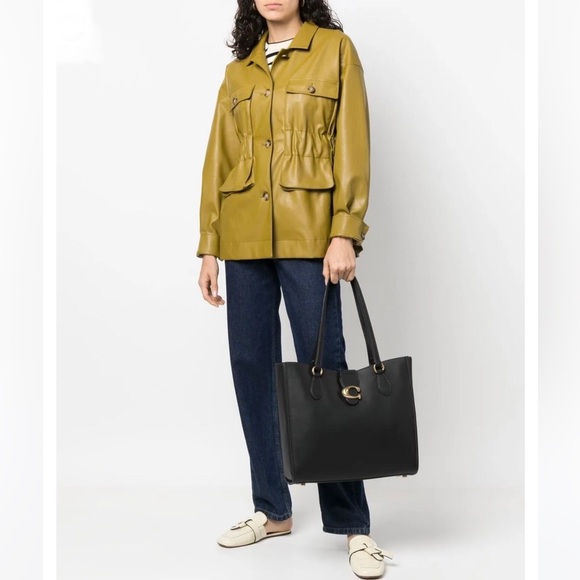 Coach Theo Leather Shoulder Tote Purse - Picture 1 of 16